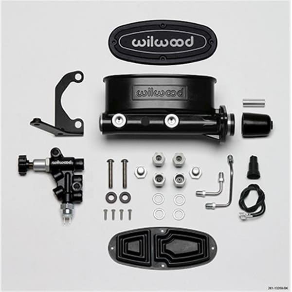 Wilwood WLD261-13269-BK 1 in. Bore Aluminum Tandem Master Cylinder Kit with Bracket & Proportioning Valve; Black WLD261-13269-BK - main